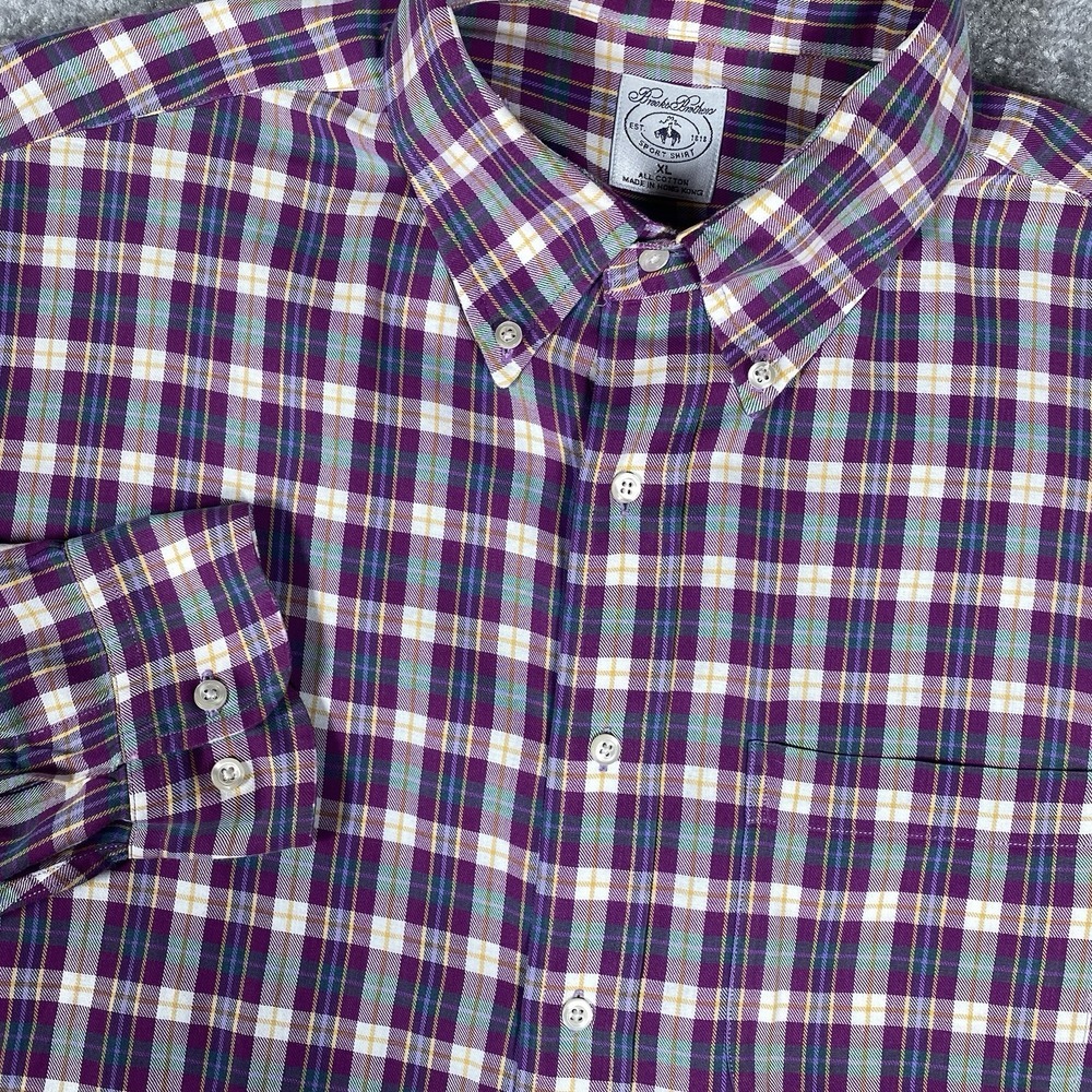 Vintage‎ Brooks Brothers Sport Shirt Men's XL Plaid Long Sleeve Button